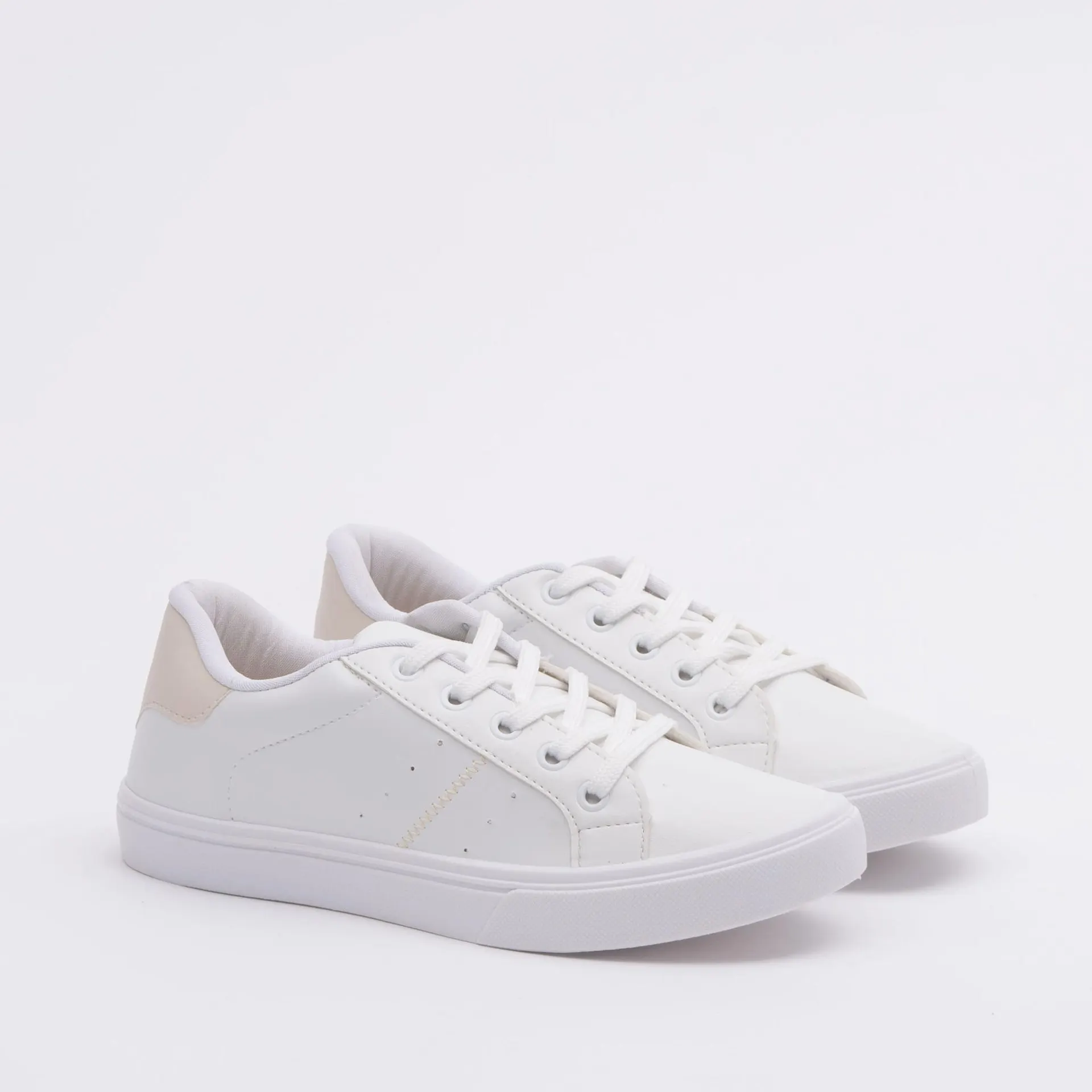 Tenis basico detalhe cor - BRANCO/COTTON