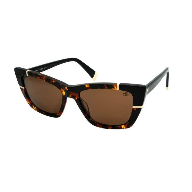 Óculos de sol Dii Collection, modelo 1 4073, cor Demi Marrom com Preto, tamanho 54