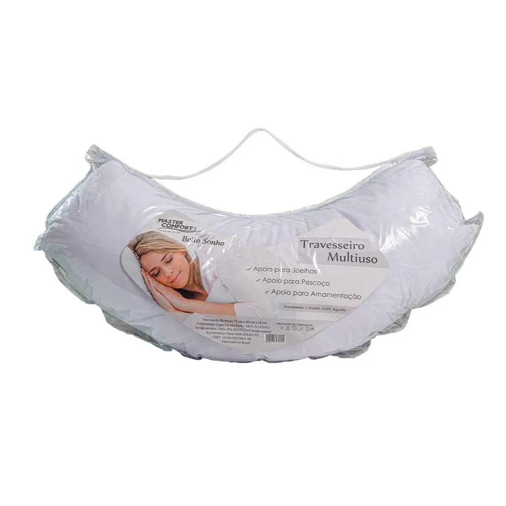 Travesseiro Multiuso Fibra Bello Sonho Branco 75x40x16cm 10220001A - Master Comfort