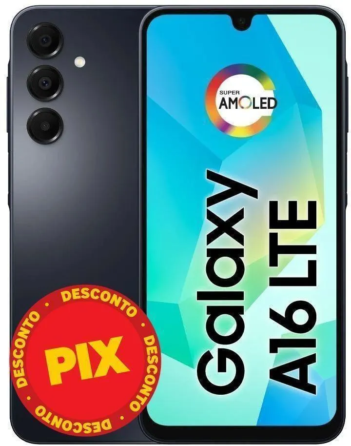 Smartphone / Telefone Celular Samsung Galaxy A16 4G 128GB 4GB RAM Câmera50MP Tela 6.7" NFC IP54 Bateria 5000MAH Preto