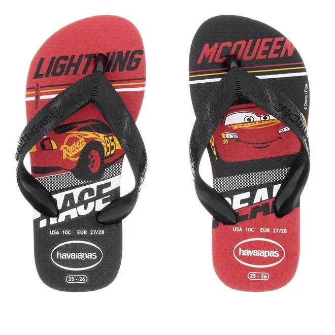 Chinelo Infantil Havaianas Kids Carros Relâmpago McQueen Preto