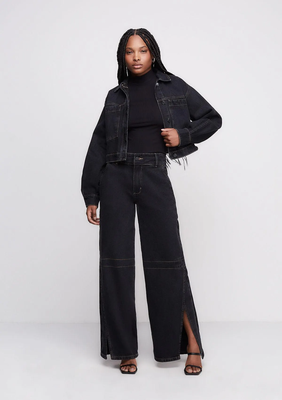 Calça Jeans Wide Leg Slim Cintura Alta E-co2 Denim - Preto