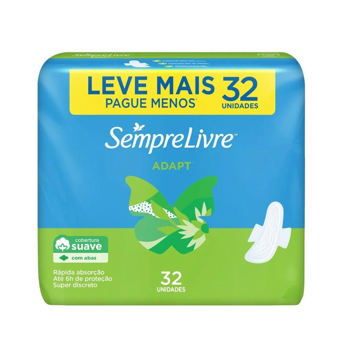 Absorvente Externo Sempre Livre Adapt Com Abas Suave, 32un