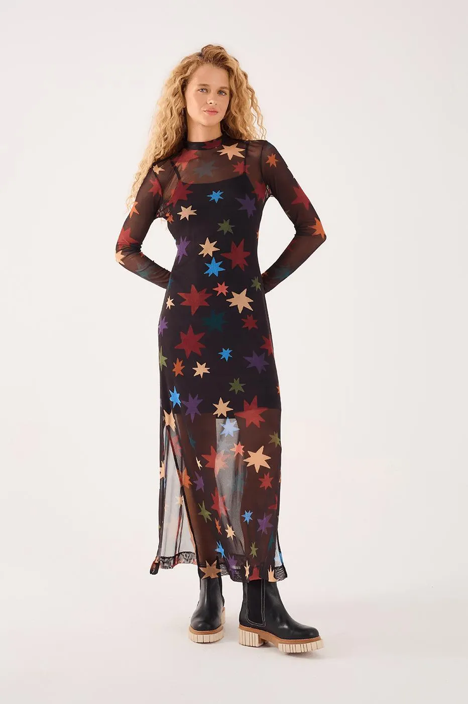 Vestido Cropped Tule Estampa Orion