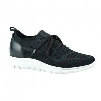 Tênis Masculino Preto Knit Couro