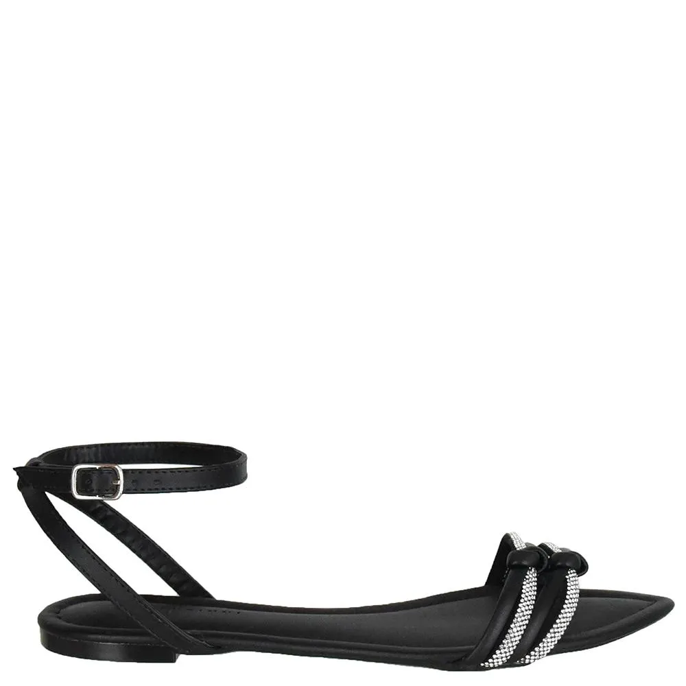 SANDALIA BAIXA BICO FOLHA STRASS LE VERATTI