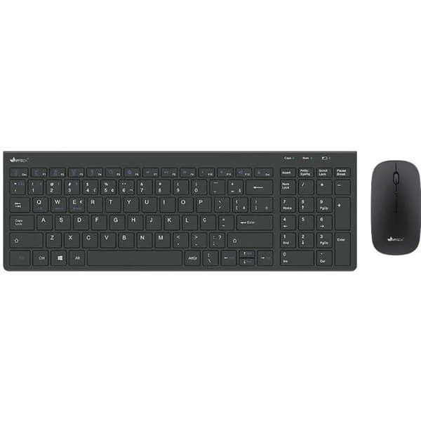 Kit Teclado e Mouse sem Fio Recarregável, Wireless e Bluetooth, Padrão ABNT2, Preto, KMWRB450, App-Tech - CX 1 UN