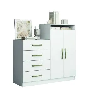 Cômoda 4 Gavetas 2 Portas Com Sapateira Organizadora Londres Aramóveis Branco