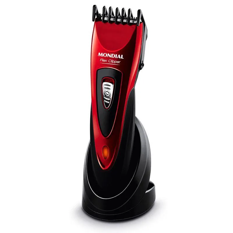 Máquina de Cortar Cabelo Mondial CR-04 Vermelho e Preto Bivolt