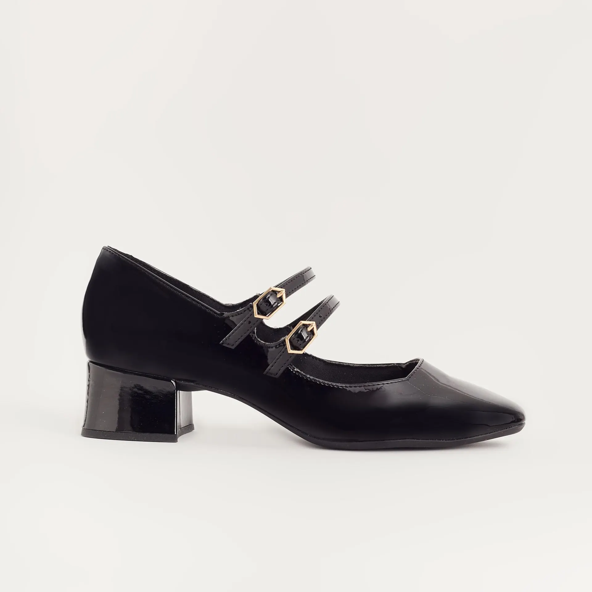 Scarpin boneca fivelas - PRETA