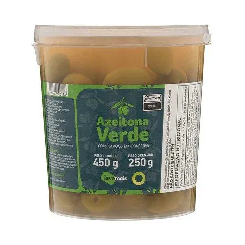 Azeitona Verde Leve Mais Com Caroço 250g