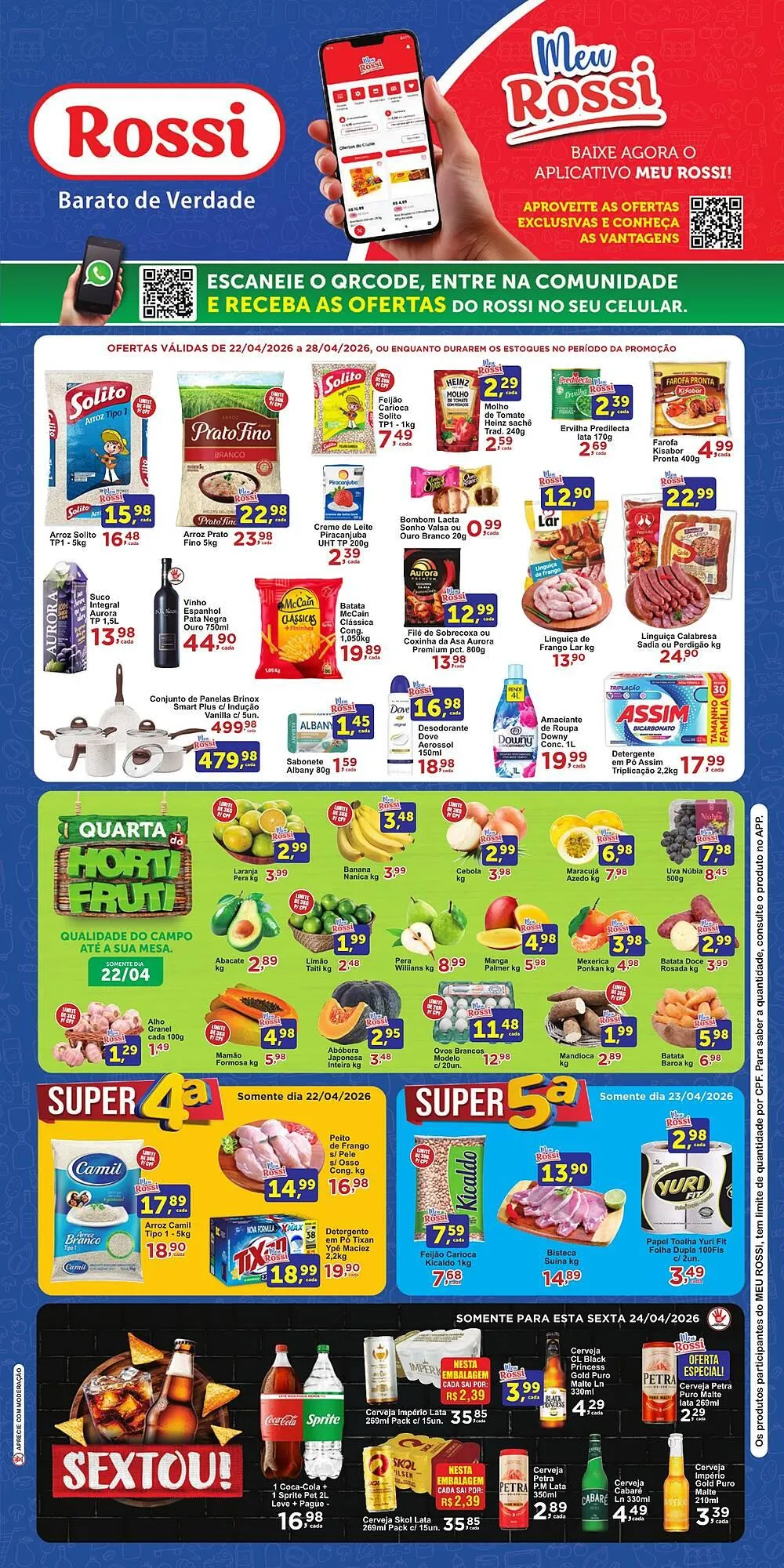 Encarte de Folheto Rossi Supermercado 22 de abril até 28 de abril 2026 - Pagina 1