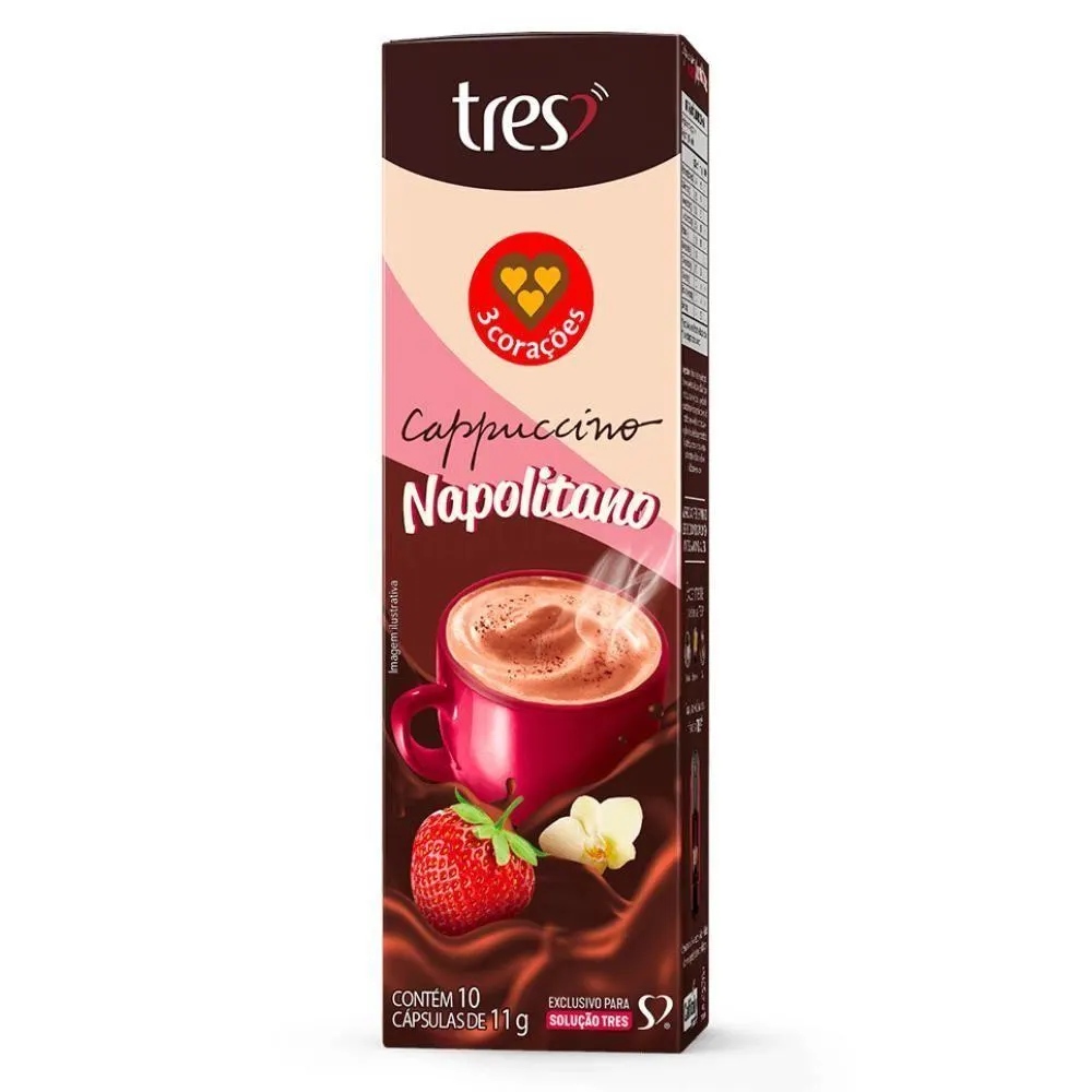 Cápsulas De Cappuccino Napolitano 110G Tres 3 Corações - 10 Cápsulas