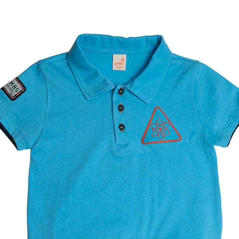 Conjunto Toddler Menino Polo Mini Invaders Azul
