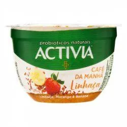 Leite Fermentado Linhaca, Morango & Banana Activia Cafe Da Manha Pote 170g