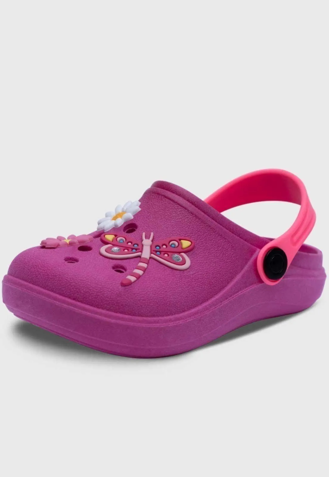 Babuche Popidi Infantil Libelula e Flores Pink