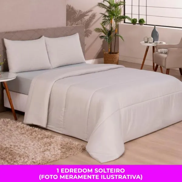 Edredom Solteiro Microfibra Cinza Colors Cromio Vestcasa