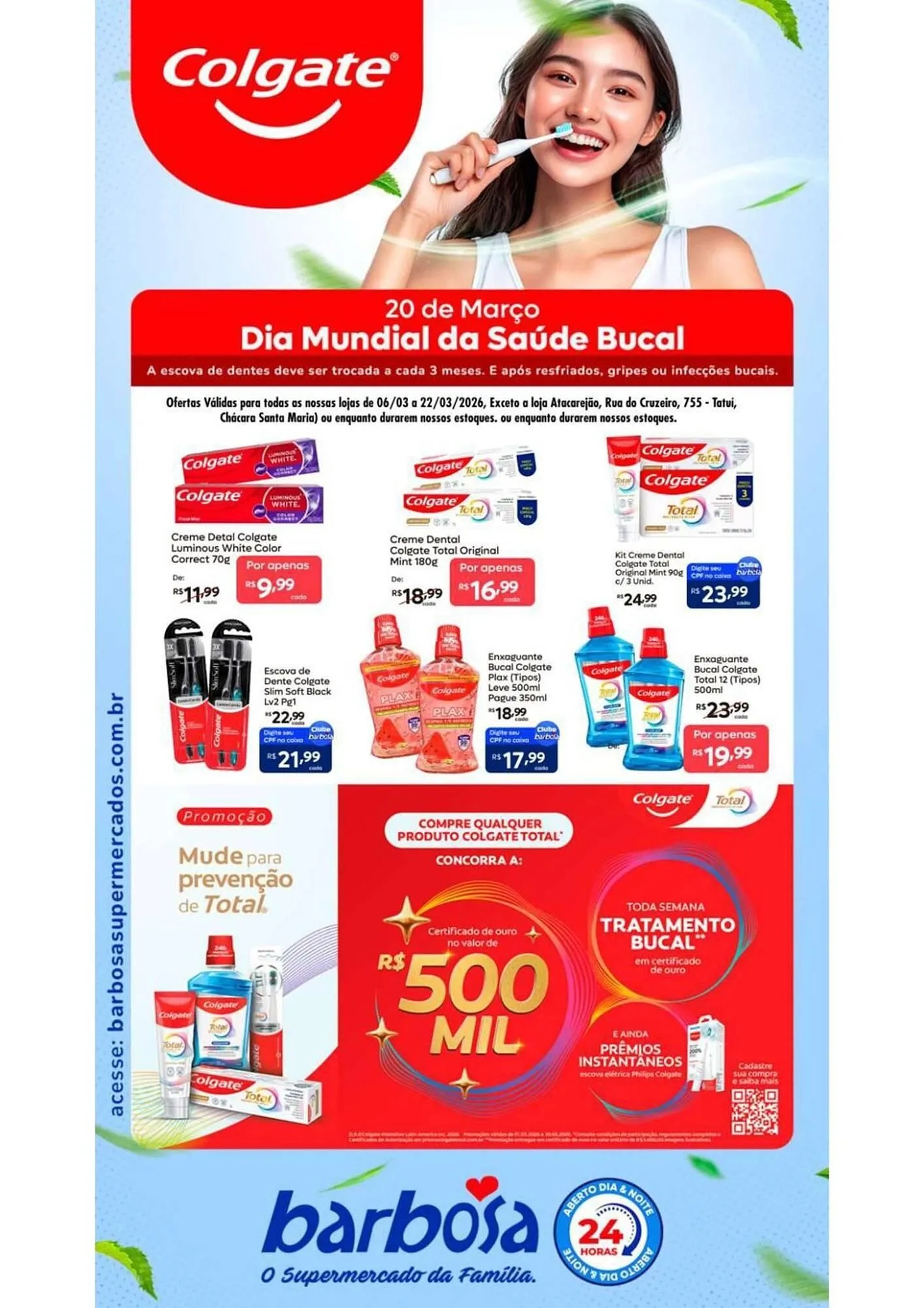 Encarte de Tabloide Barbosa Supermercados 6 de março até 22 de março 2026 - Pagina 1