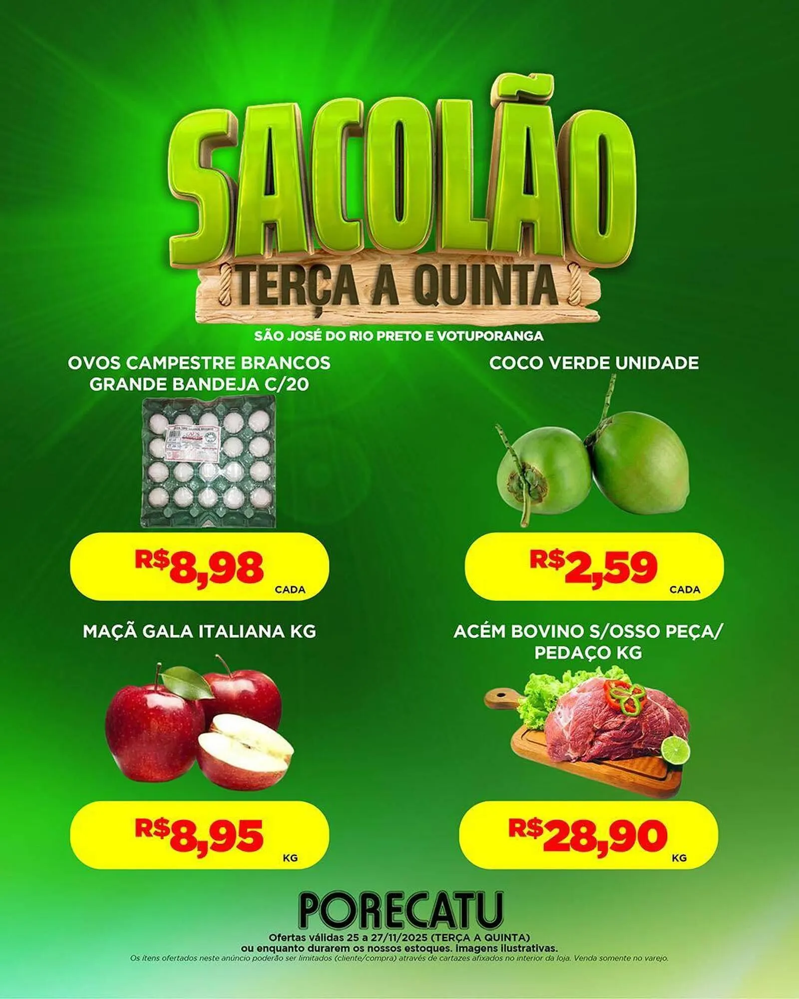 Encarte de Catálogo Supermercado Porecatu 25 de novembro até 27 de novembro 2025 - Pagina 1