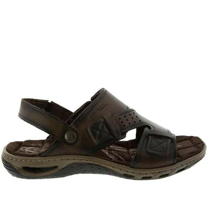 Sandália Pegada Detalhe Perfuros Couro Marrom