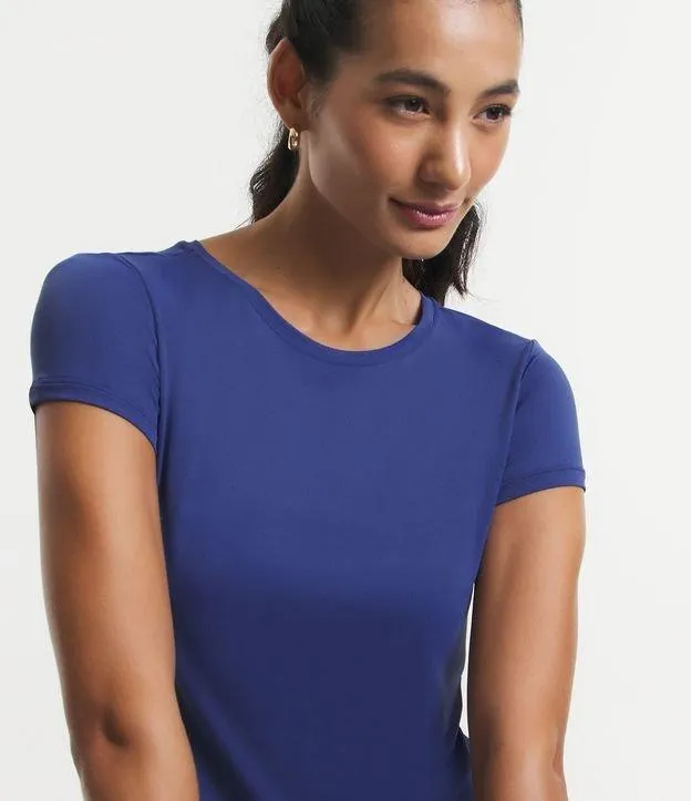 Camiseta Esportiva em Poliamida Azul Médio