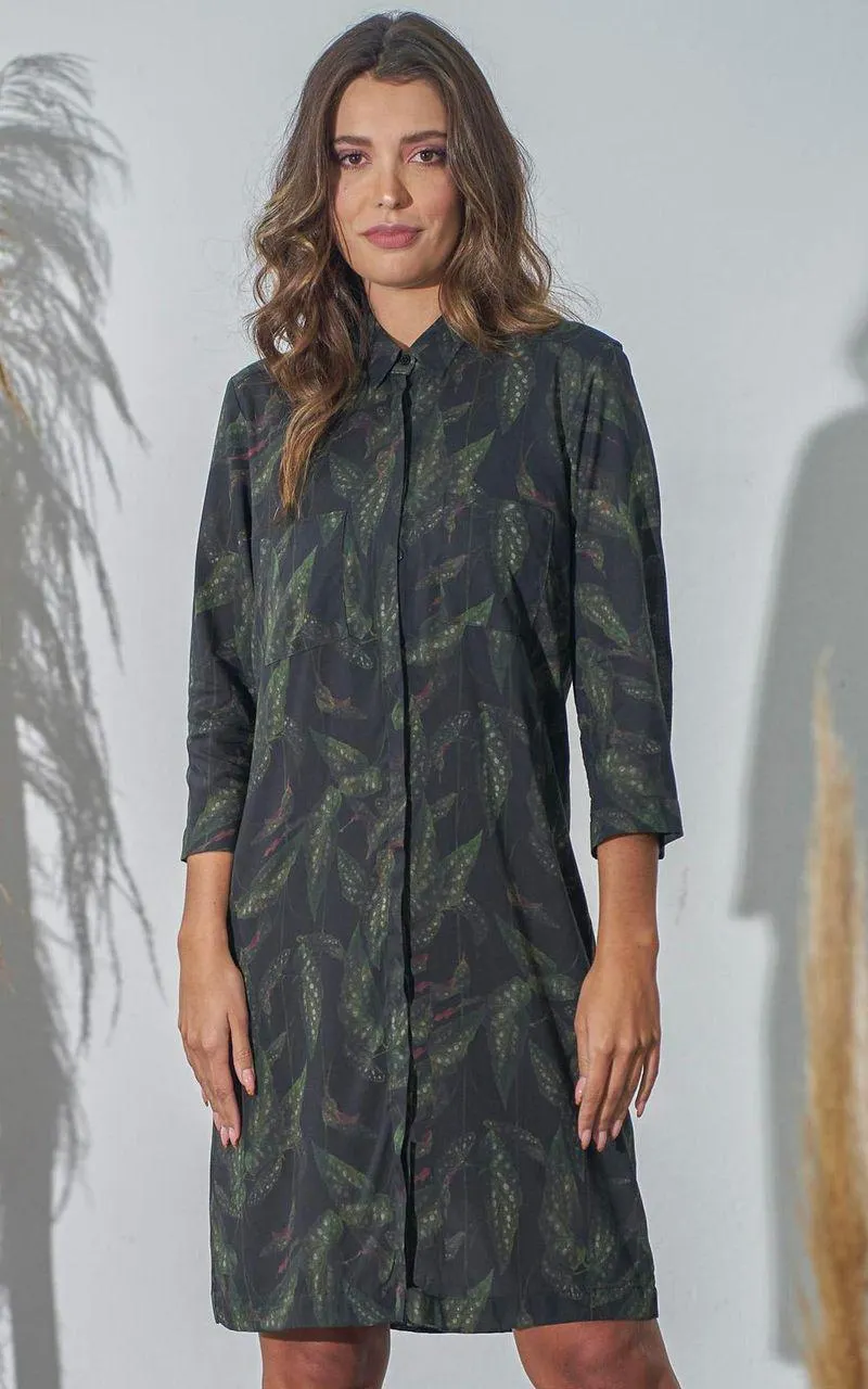 VESTIDO CHEMISE COM BOLSOS ESTAMPADO FEMININO - BEGONIA