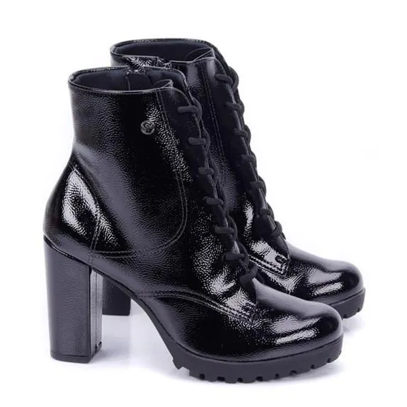 Coturno Feminino Via Marte Verniz - PRETO