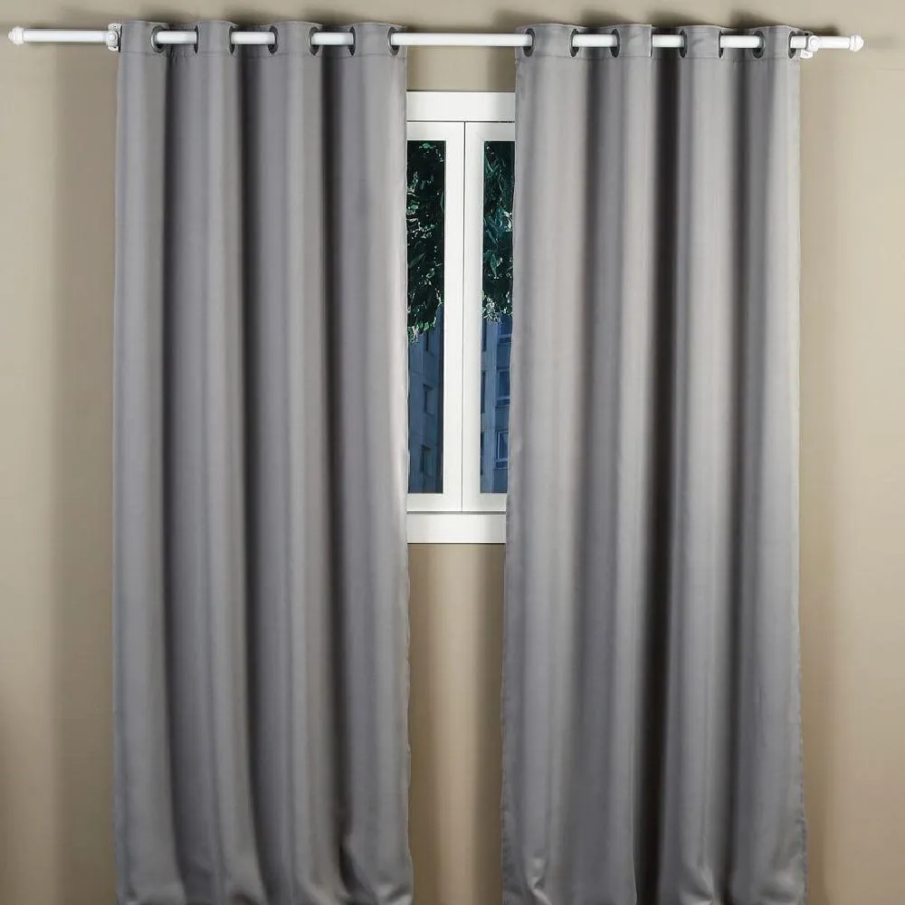 Cortina Para Quarto E Sala 2,60X2,30 M Corta Luz Tecido Brilho Liso - Titanio