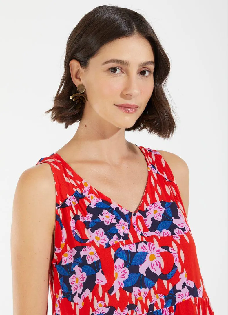 Vestido curto estampado bules