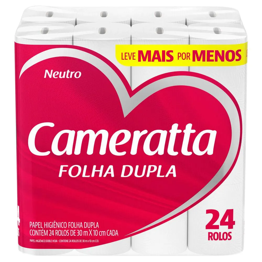Papel Higiênico Folha Dupla Cameratta 30m Com 24 rolos Leve Mais Por Menos