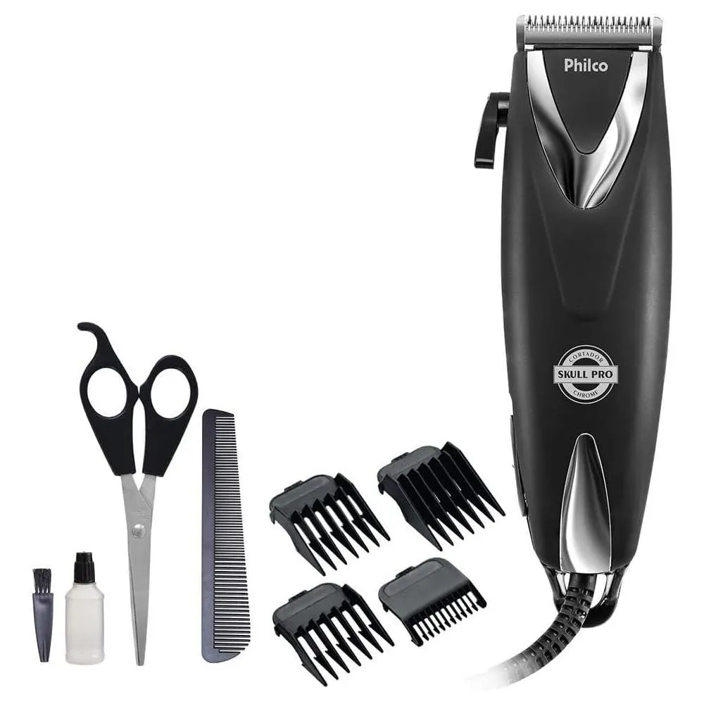Máquina de Cortar Cabelo Philco PCR12CR Skull Pro Preta 220V
