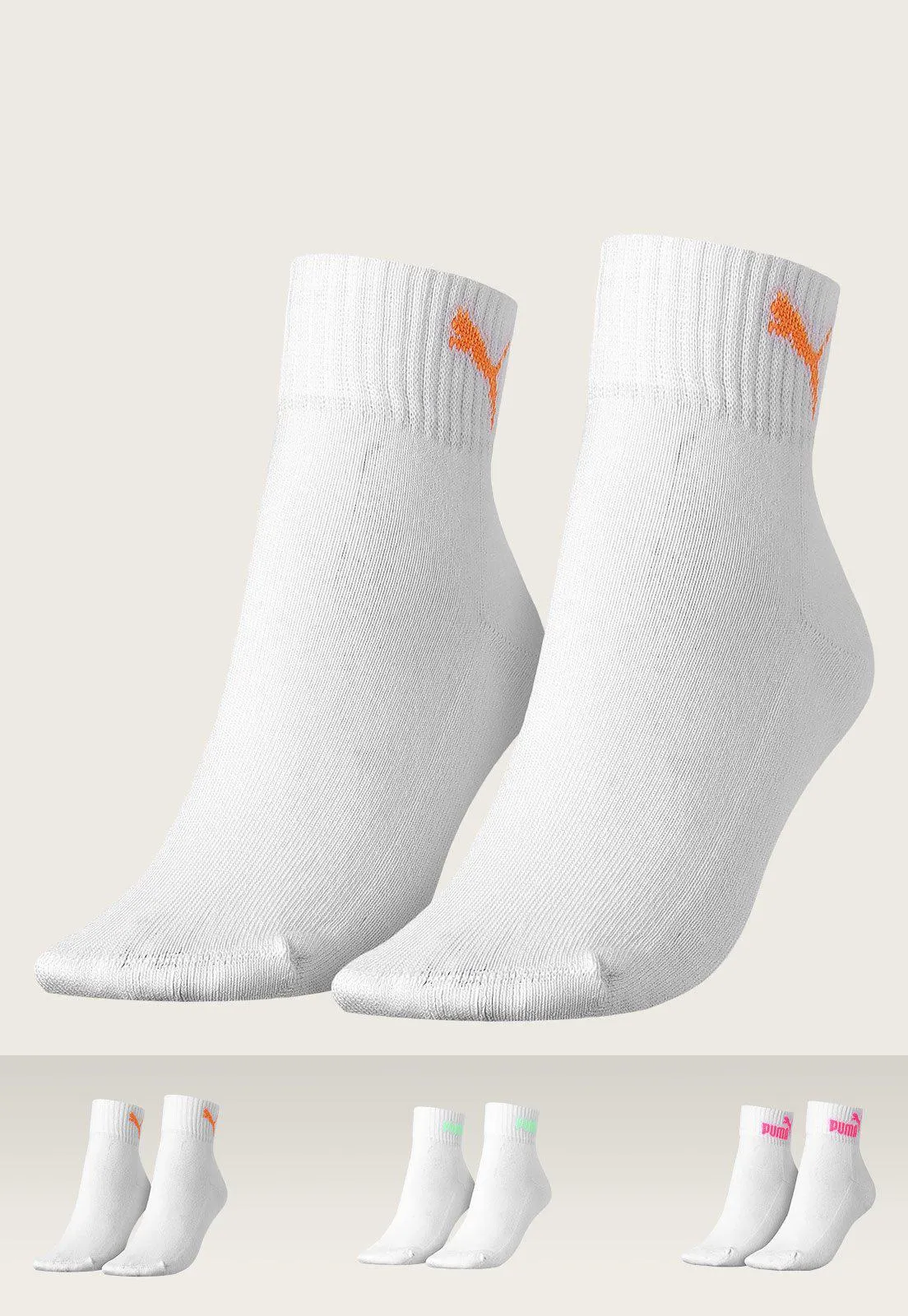 Kit 3pçs Meia Puma Cano Baixo Esportiva Branca