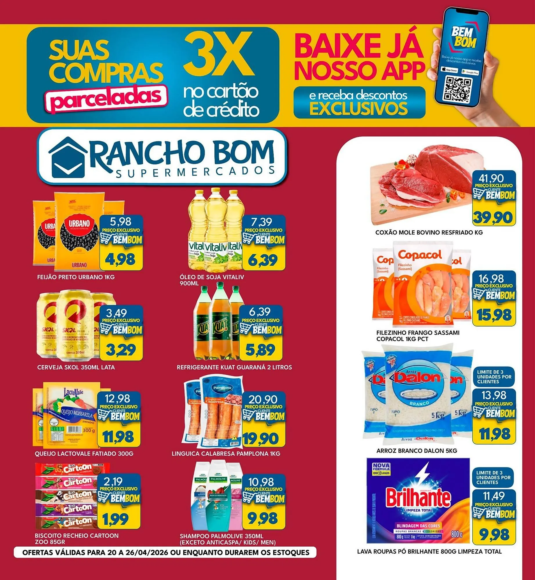 Encarte de Catálogo Rancho Bom Supermercados 20 de abril até 26 de abril 2026 - Pagina 1