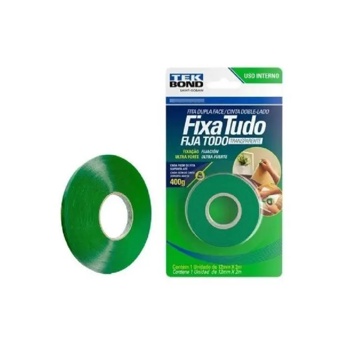 Fita Dupla Face Acrílica 12mm x 2m Interno Tekbond