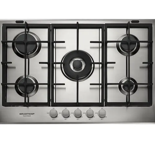 Cooktop 5 Bocas Brastemp Gourmand Inox com Duplachama e Trempe com Ferro Fundido - BDK75DR