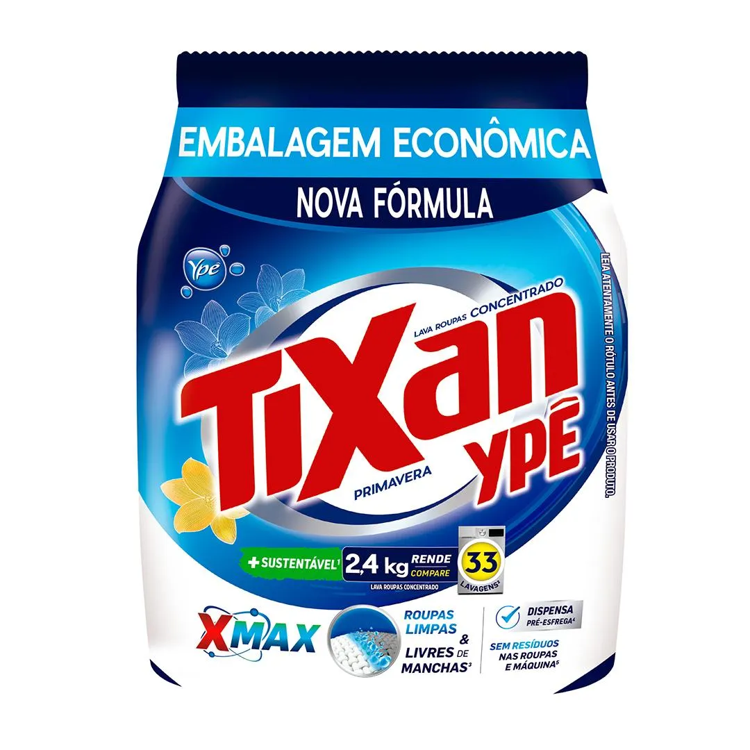 Lava Roupas Em Pó Tixan Ypê Primavera Sachê 2,4kg