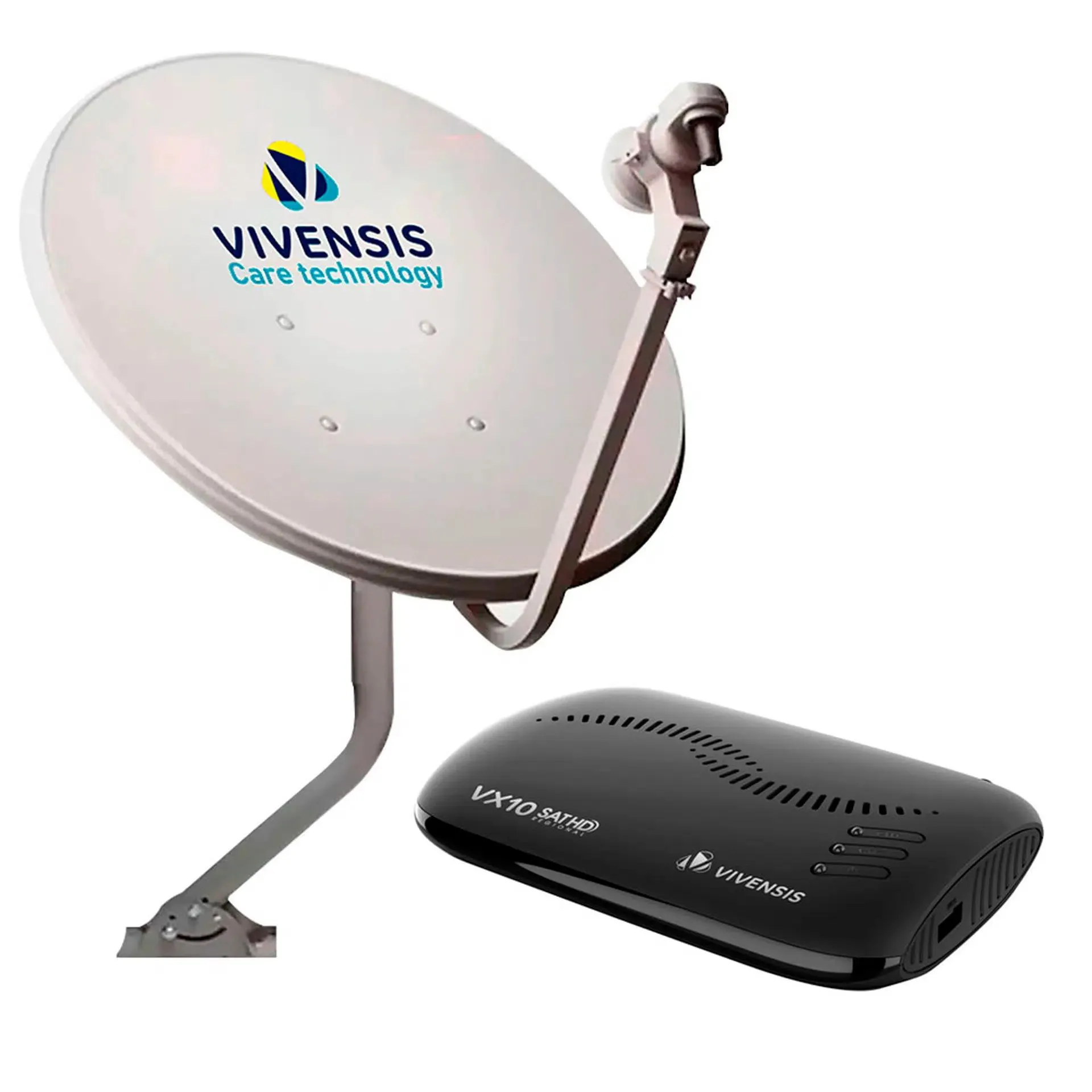 Antena Monoponto Banda KU Chapa 75cm + Receptor Digital SAT DH Vivensis