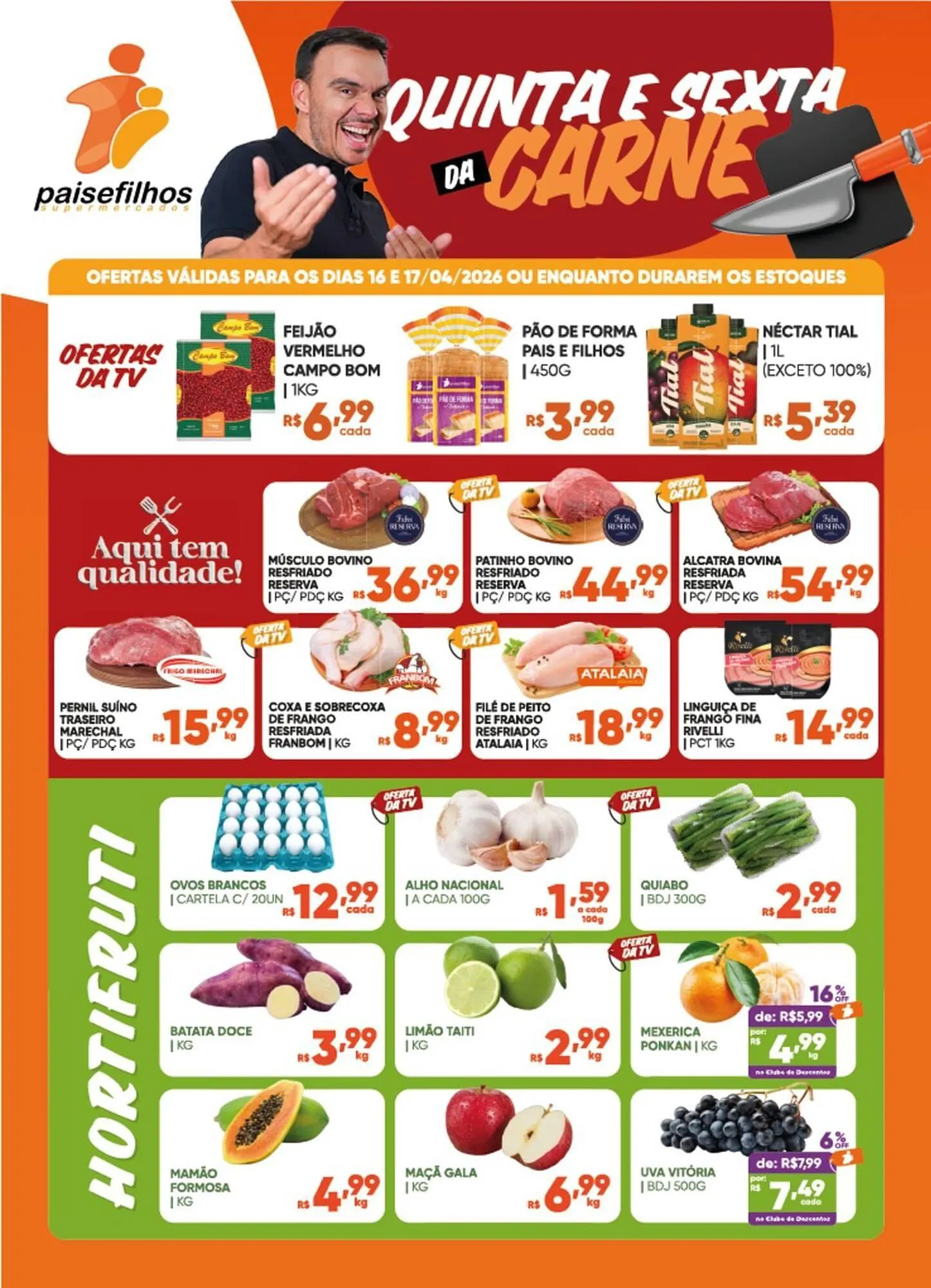 Encarte de Catálogo Pais e Filhos Supermercados 16 de abril até 17 de abril 2026 - Pagina 1