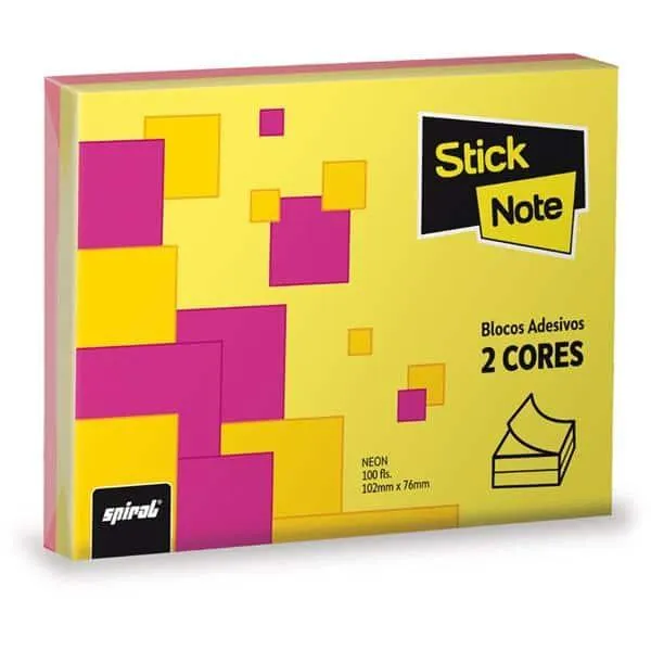 Bloco Adesivo 76x102 neon am/rosa c/100fls Stick Note PT 1 UN