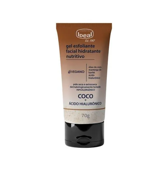 Gel Esfoliante Facial Ideal Coco e Ácido Hialurônico 70gr