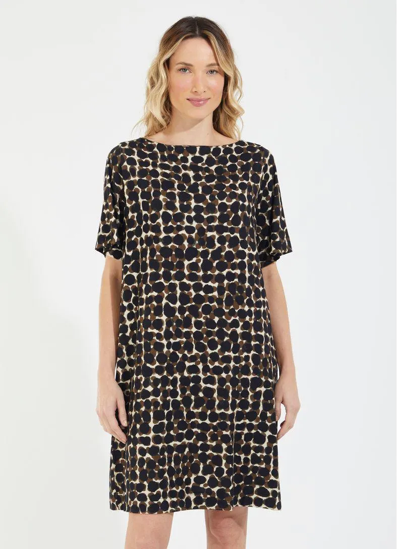 Vestido t-shirt estampado leopardo preto
