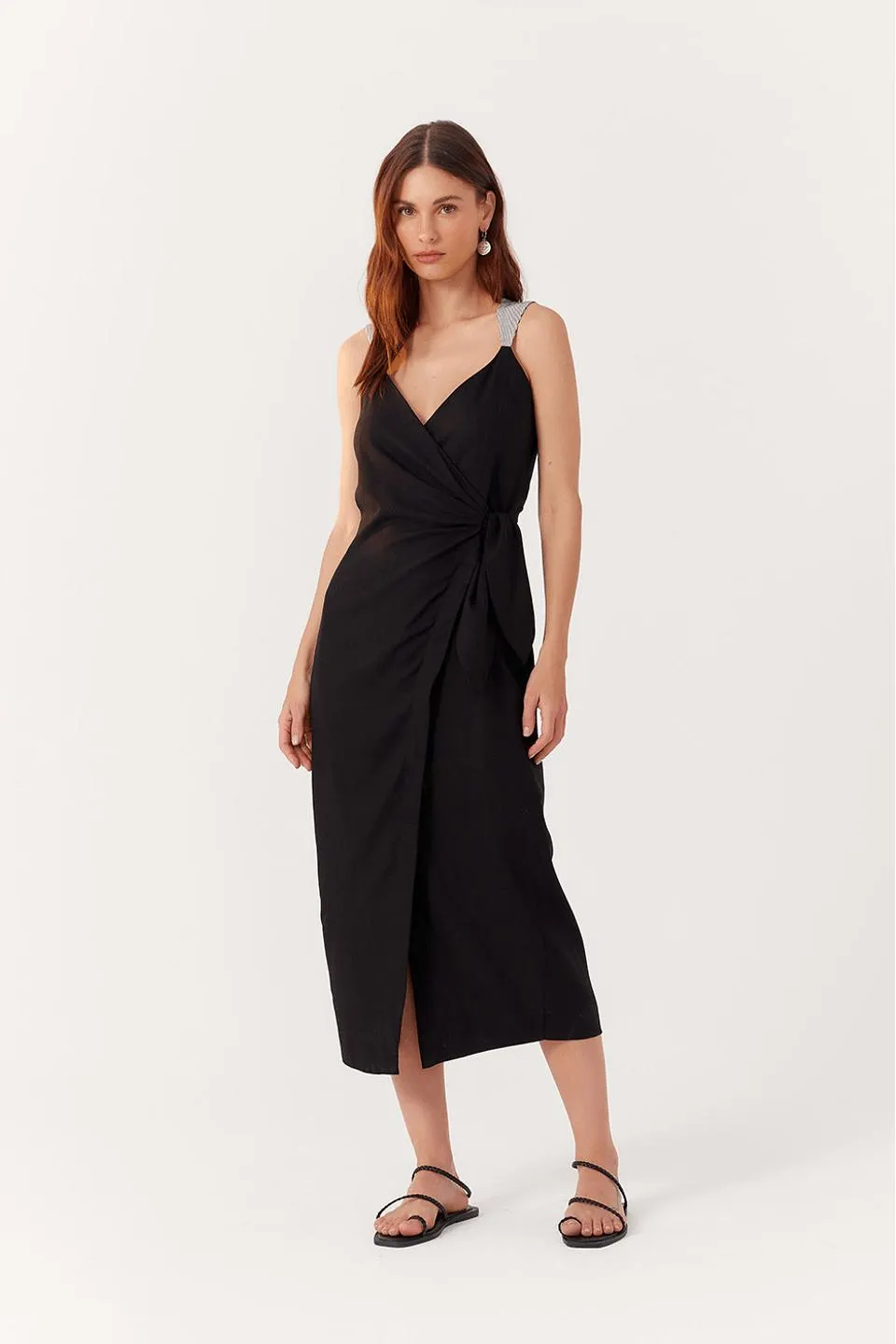 Vestido Linho Midi Transpassado