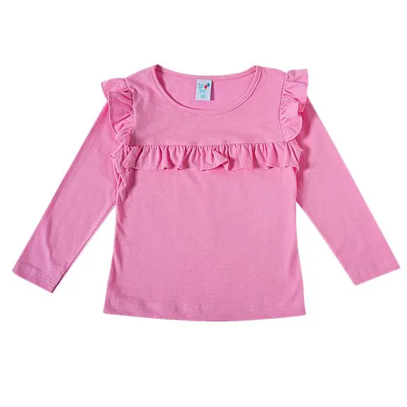 blusa babados manga longa meia malha kids