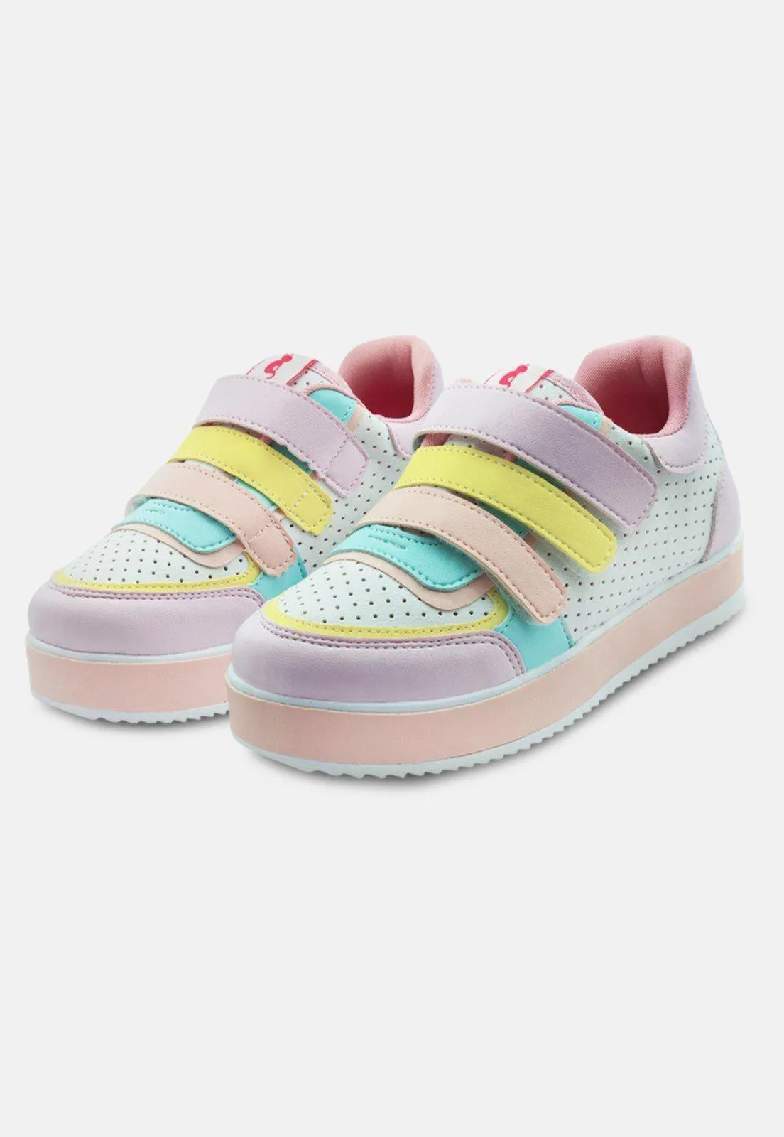 Tênis Infantil Gatatuya Colors Menina Lilás/Amarelo/Rosa.