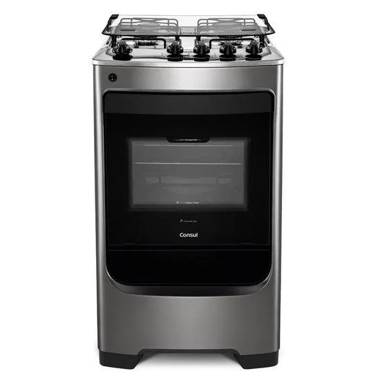 Fogão Consul 4 Bocas Inox com Acendimento Automático Bivolt - CFO4NAR