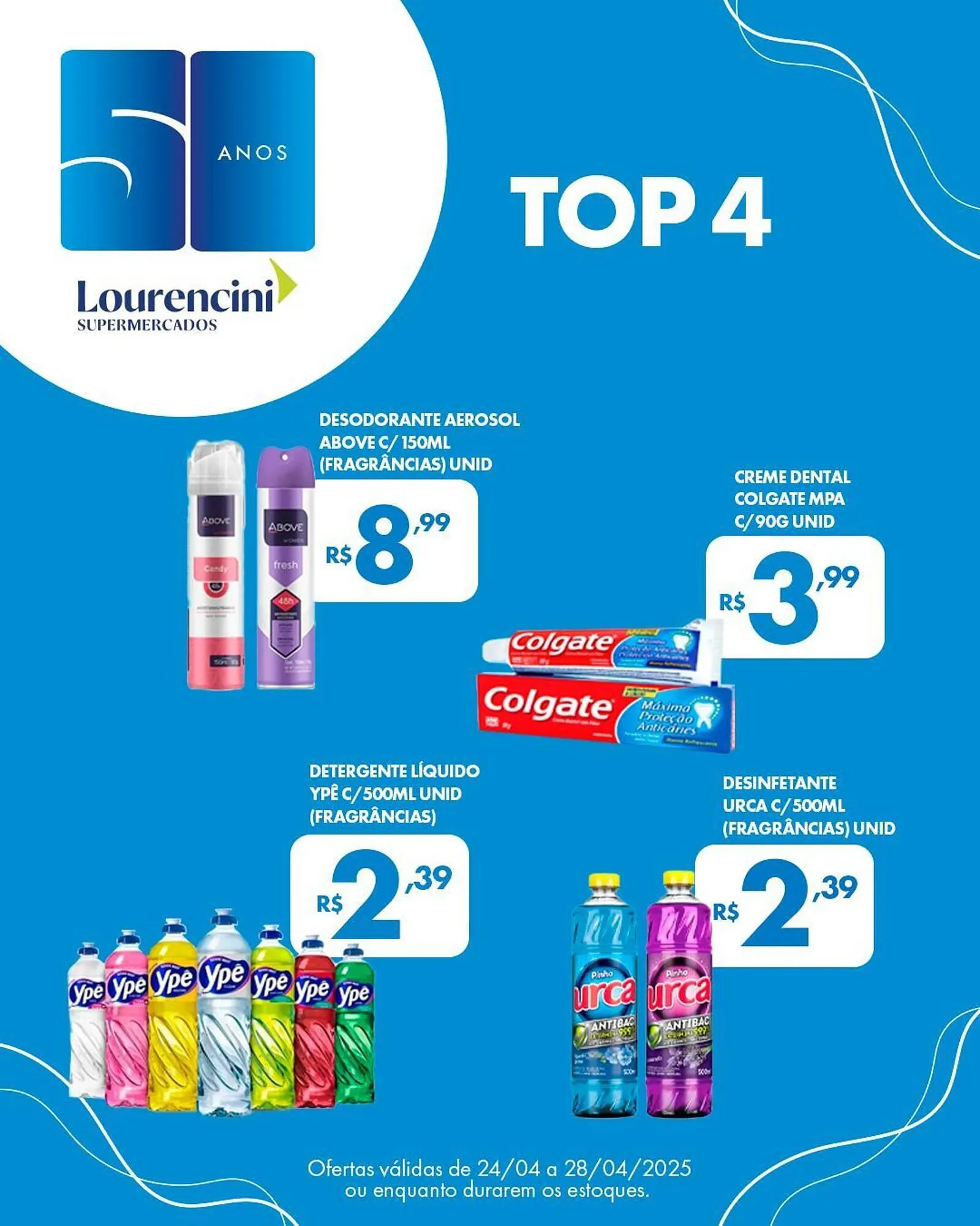 Encarte de Catálogo Lourencini Supermercados 24 de abril até 28 de abril 2025 - Pagina 1
