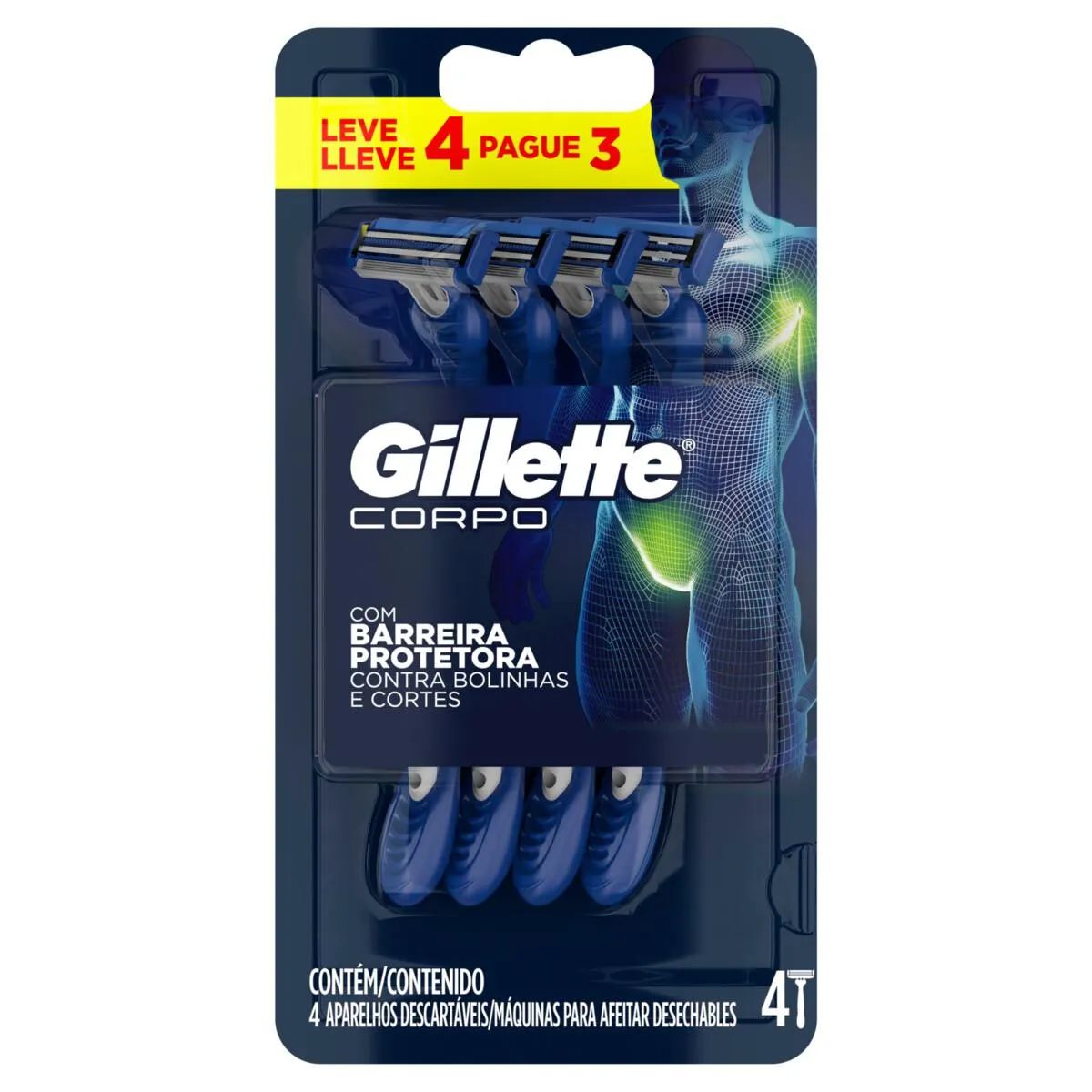 Aparelho Gillette Descartável Corpo Leve 4 Pague 3 Unid.