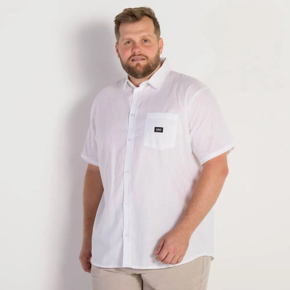 Camisa Polo Masculina Lisa com Bolso Nicoboco Plus Branco 1001