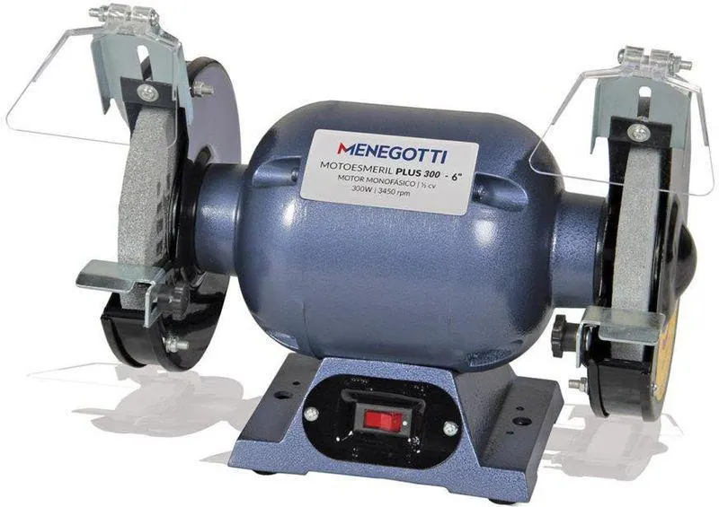 Moto Esmeril de Bancada Menegotti Plus 300 6" 1/2CV 300W Bivolt