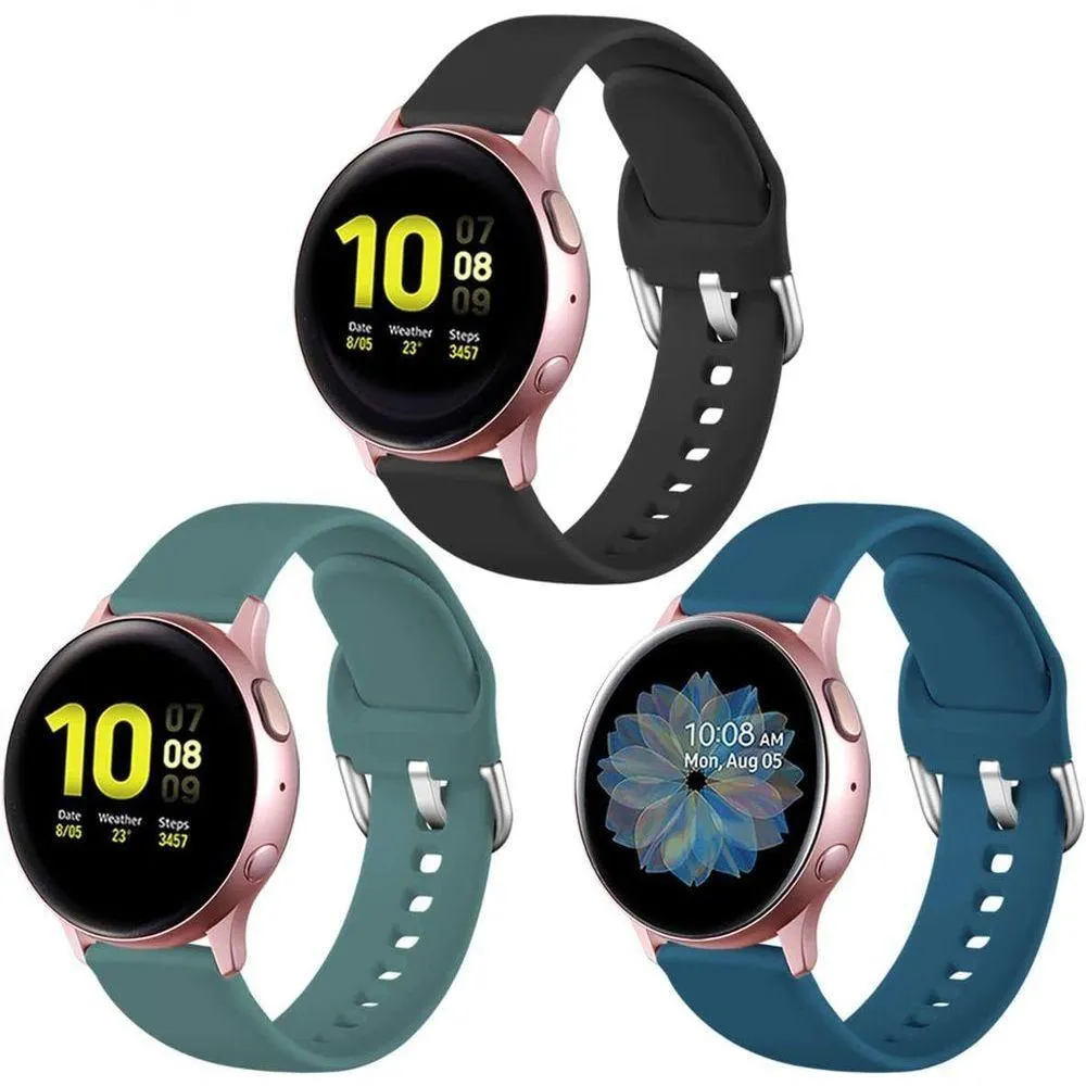 3 Pulseiras De Silicone P- Galaxy Watch, 20mm, P (black-slate Blue-pine Green)
